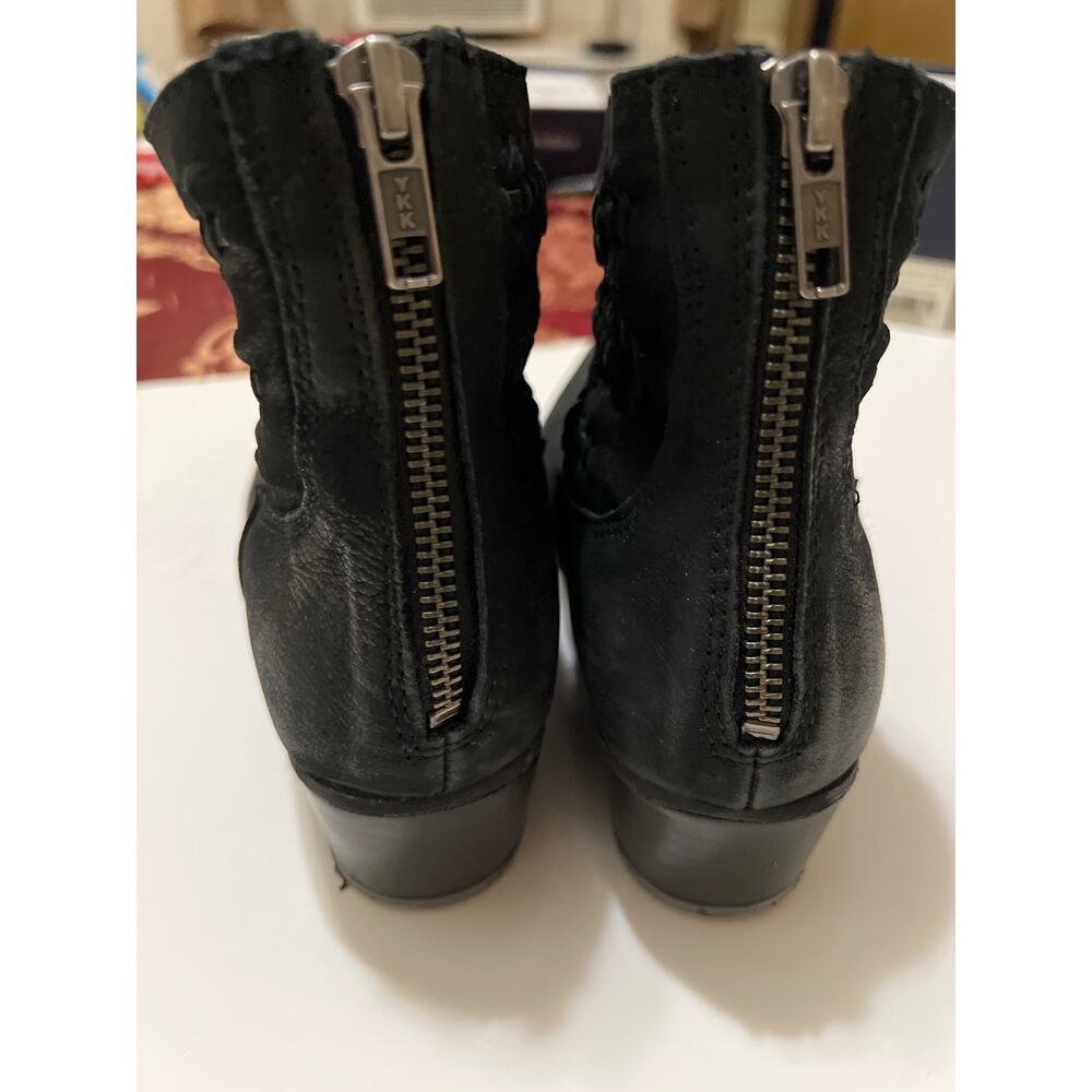 Very Volatile Leather Braided Distressed Zip Up Black Booties 8.5 - Picture 7 of 10